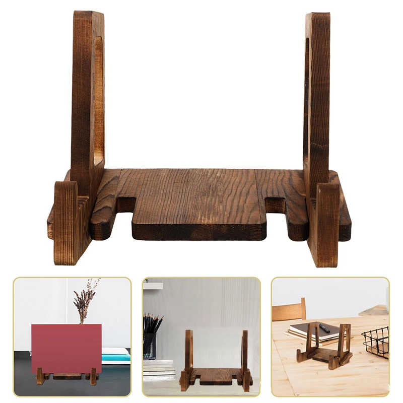 

Подставка для кулинарной книги, волнистый дизайн из цельного дерева, держатель для хранения виниловых пластинок, нескользящая устойчивая подставка для книг, декор для рабочего стола