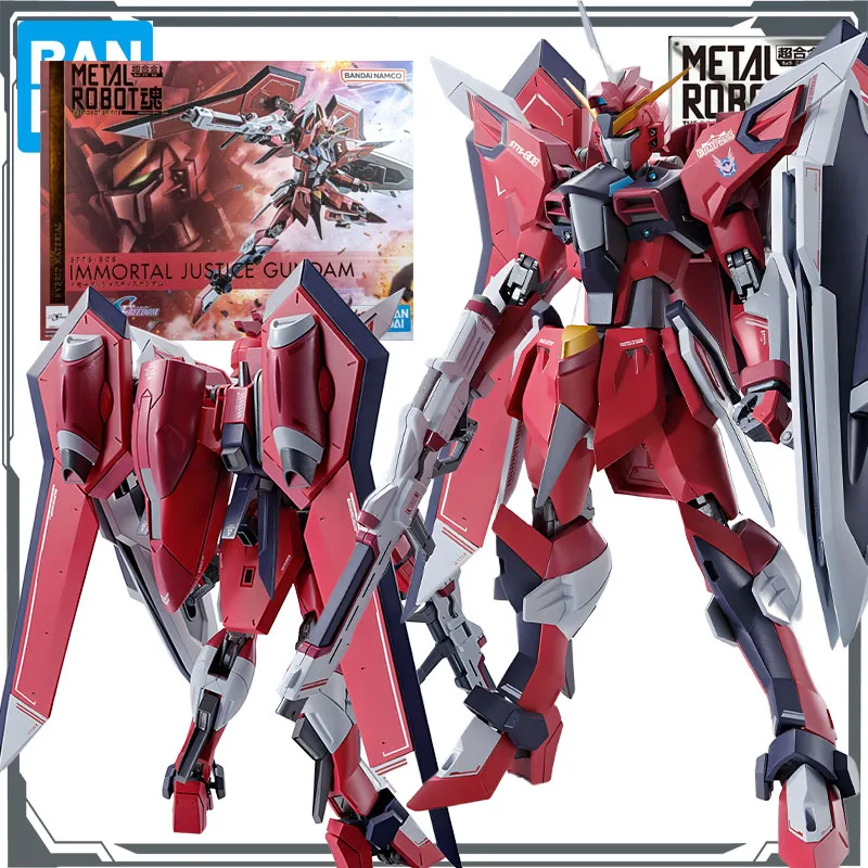 

Bandai Original Mobile Gundam METAL ROBOT IMMORTAL JUSTICE GUNDAM 140mm Anime Action Figures Toys for Boys Gift Model Ornaments