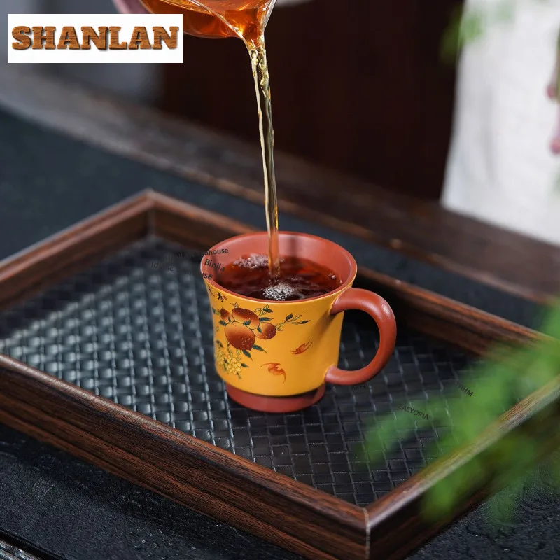 HOYIHM 150ml Yixing Zisha Zhu Peach Teacup Retro Tea Bowl Beautiful Tea Cup Tea-tasting Meditation Cup Jianzhan Master Cups Cafe