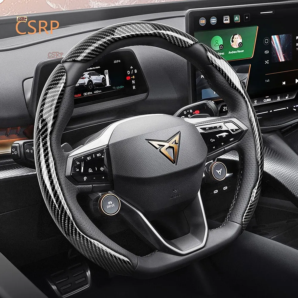 Suitable for Cupra Sporty Carbon Fiber Texture Steering Wheel Cover Snap-On Protective Shell