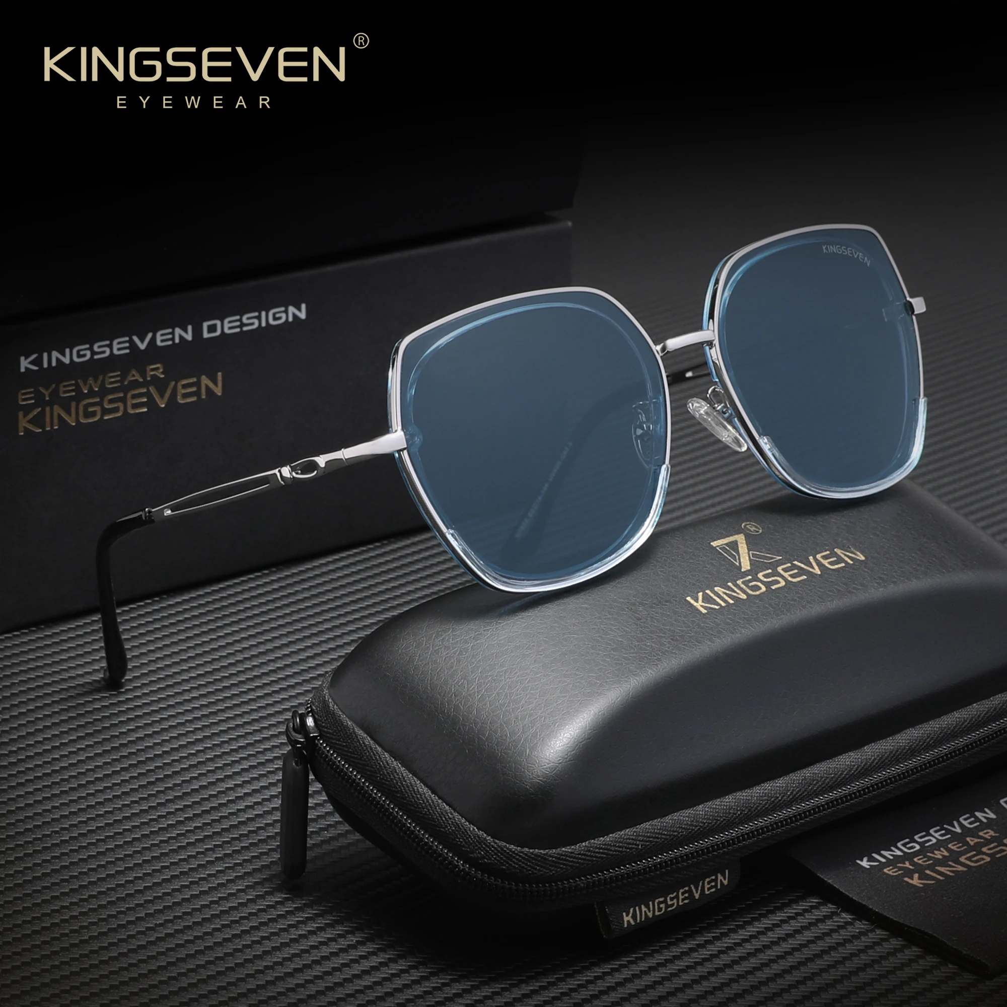 

Женские солнцезащитные очки большого размера KINGSEVEN, идеальное сражение модного дизайна и удобной легкости.