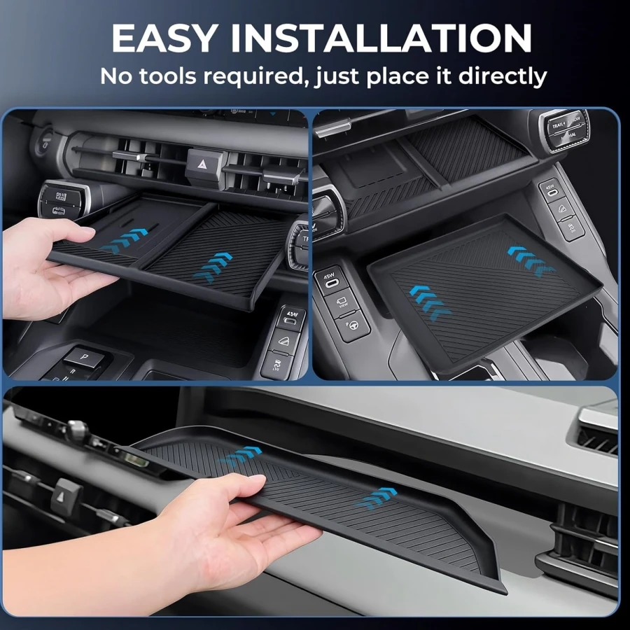 Kabellose Ladestation und rutschfeste Matte für Toyota RAV4 2026 LHD – Schutzmatte für die Mittelkonsole und Organizer für die Beifahrerseite – Detail 5