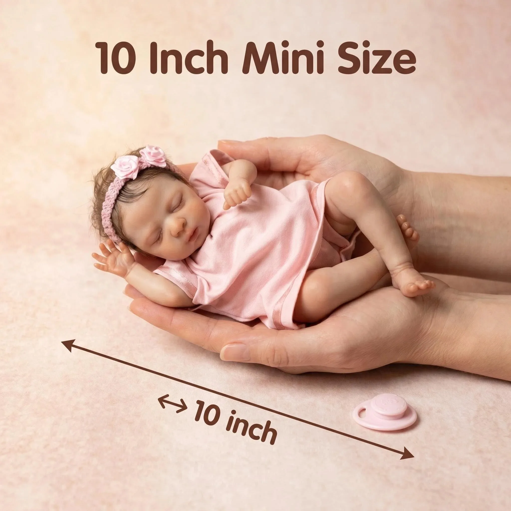 26CM 10 Inch Mini Reborn Doll Hand-rooted Hair Realistic Simulation Baby Doll With Pink Dress Handmade Cute Toddler Toy For Collection