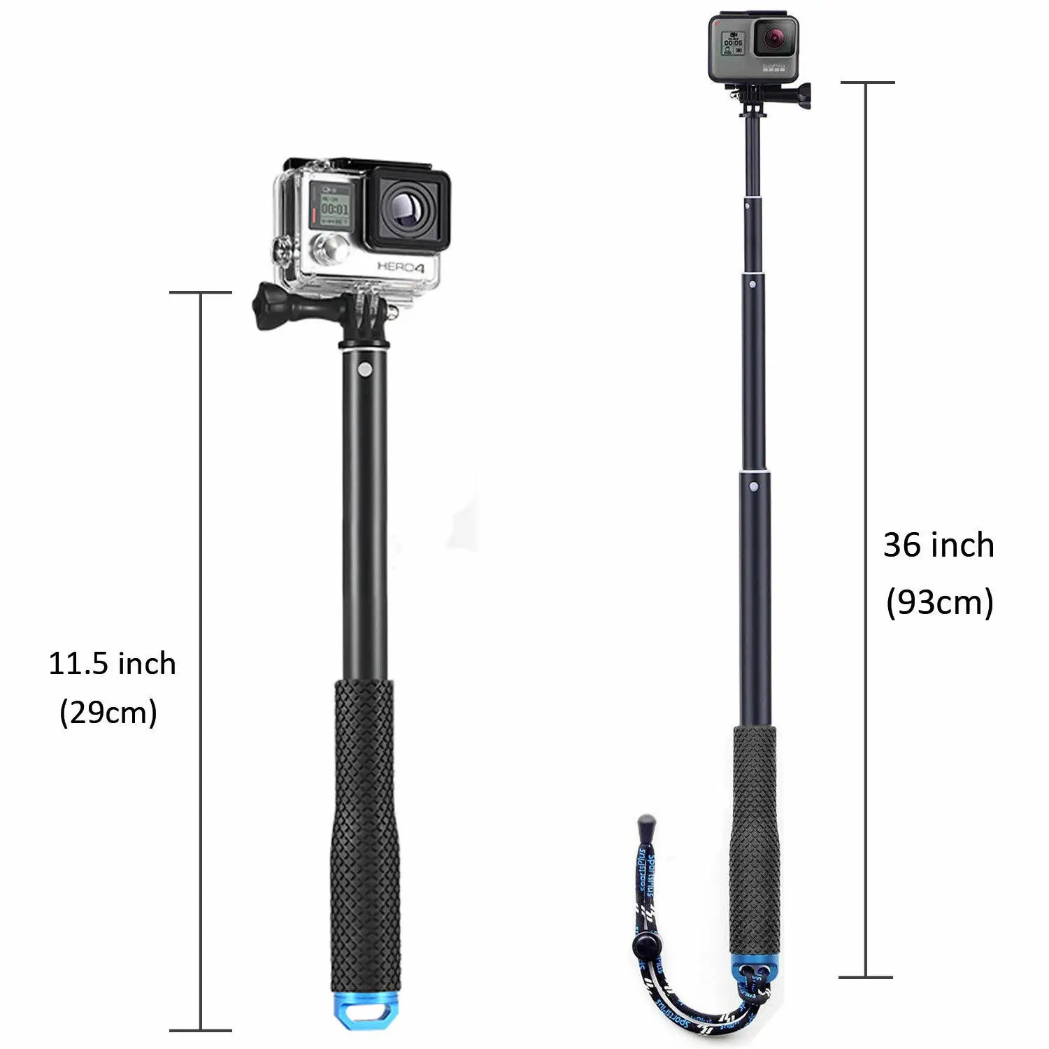 

36" Waterproof Extension Pole Selfie Stick tripod for GoPro Hero/Session 9 8 7 6 5 4 3+ 3 selfie stick Tripod handheld sticks