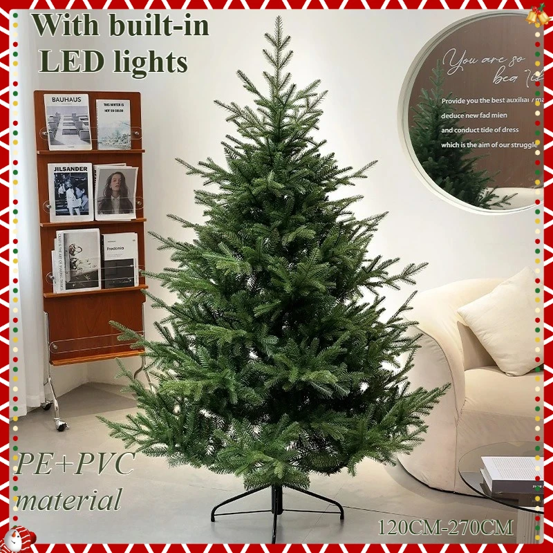 

Artificial Christmas Tree Built-in LED Lights PE+PV Christmas Tree 1.2M-2.1M New Year Party Christmas Atmosphere Decoration
