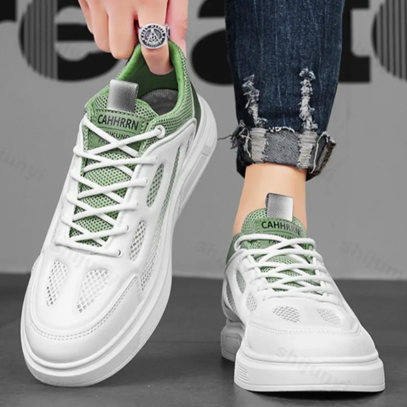 

Дышащая повседневная спортивная обувь с сетчатым верхом и толстой подошвой для мужчин, весна 2024, новые удобные универсальные модные кроссовки на платформе