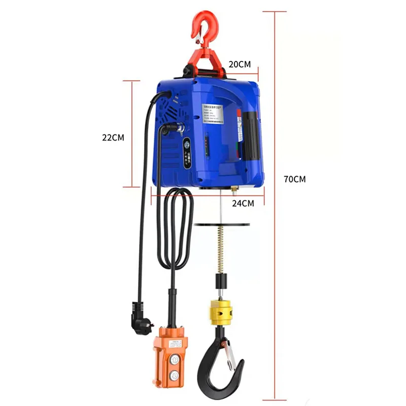 리모컨 전기 호이스트 휴대용 핸드 윈치 견인 블록, 전기 와이어 로프 리프팅 호이스트 견인 로프, 160 m
