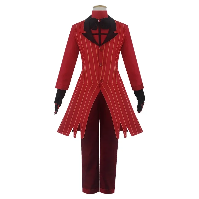 Hazbin Cosplay Hotel ALASTOR Uniform Cosplay Costume Men Women Halloween Costume Full Set (Jacket Pants Shirt Tie Gloves Wig)