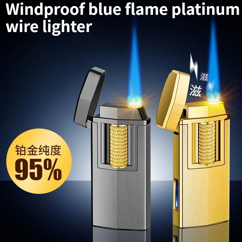 

New Roller Electronic Induction Charging Inflatable Visual Air Chamber Direct Charge Windproof Blue Flame Lighter