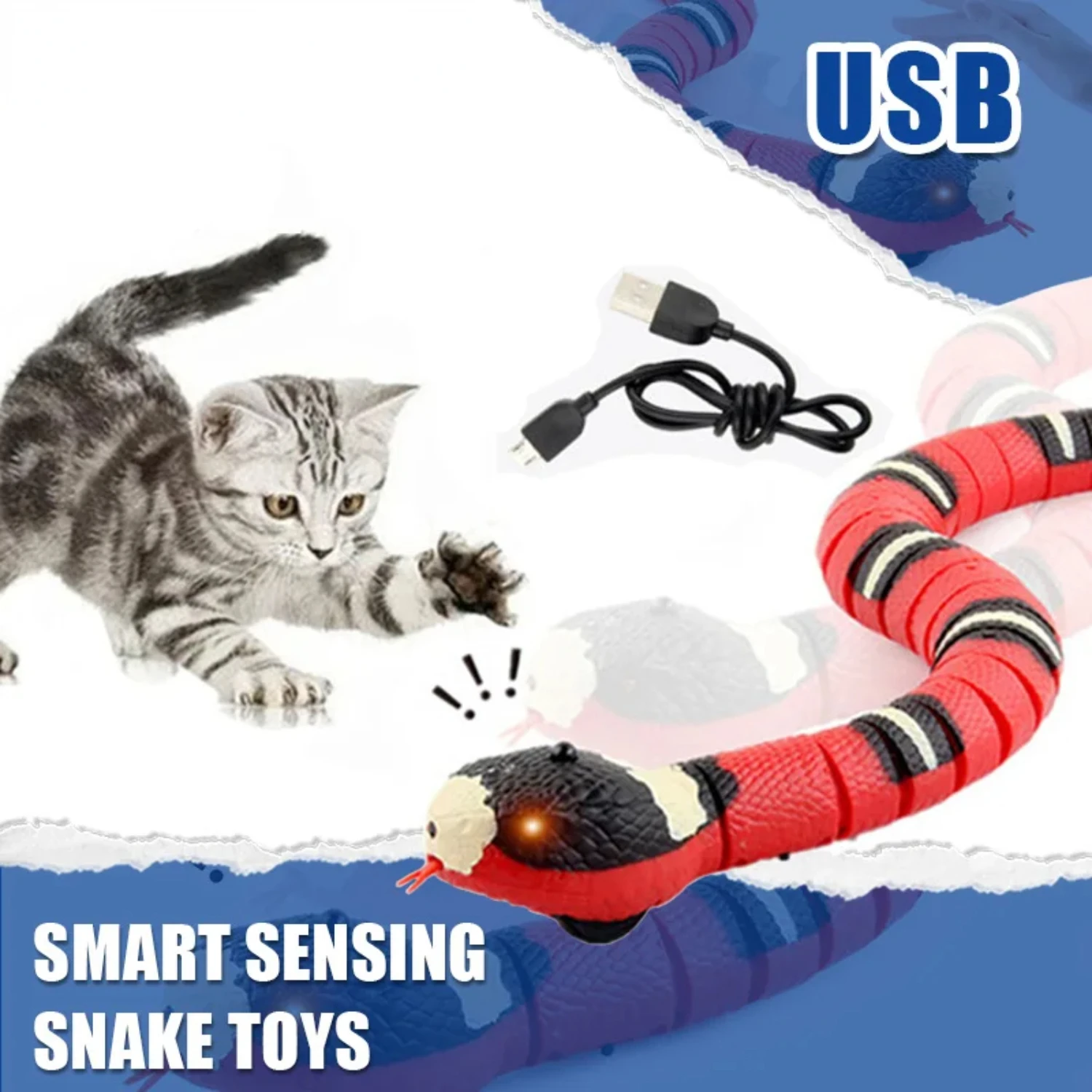 Engaging and interactive smart sensing snake cat toy - Innovative USB charging toy for intelligent pet dogs - Engrossing and pla