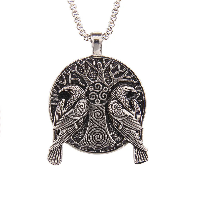 New Fashion Nordic Viking Raven Tree of Life Pendant Necklace Men's Women's Mythology Amulets Trending Jewelry Gift Accessories