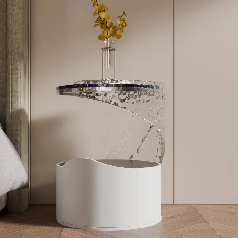 

Transparent Glas Nightstand Nordic Funny Orhanizer Girls Nightstand Charger Hide Mesita De Noche Dormitorio Bedroom Furnitures