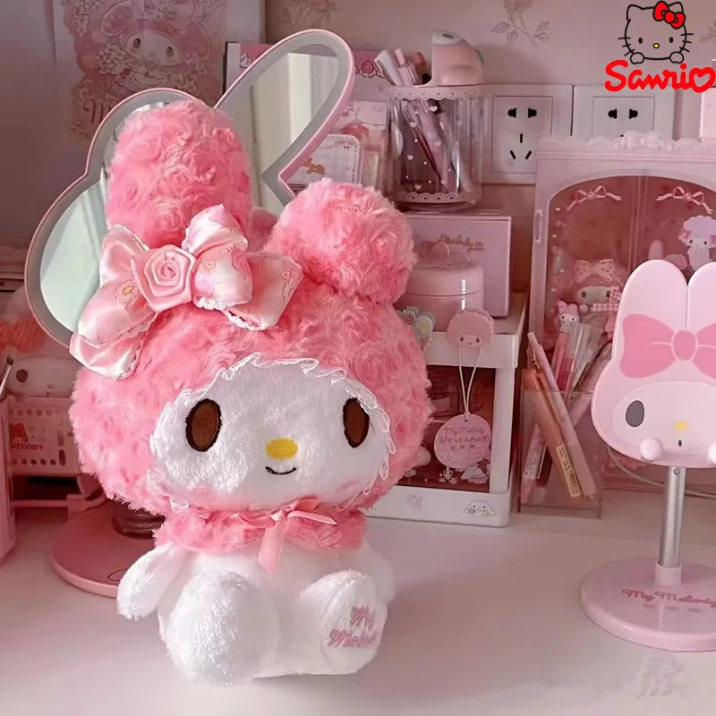 Kawaii Hello Kitty 24 cm Aoger Rose My Melody Cartoon Anime Animali di peluche Morbido peluche Bambola Compagno Giocattolo Regalo di compleanno per bambini