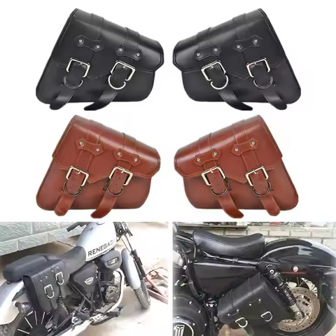 PU Leather Retro Saddle Bag Motorcycle Luggage Side Tool Bag Universal For Honda Yamaha Suzuki Harley Sportster XL 883 XL1200