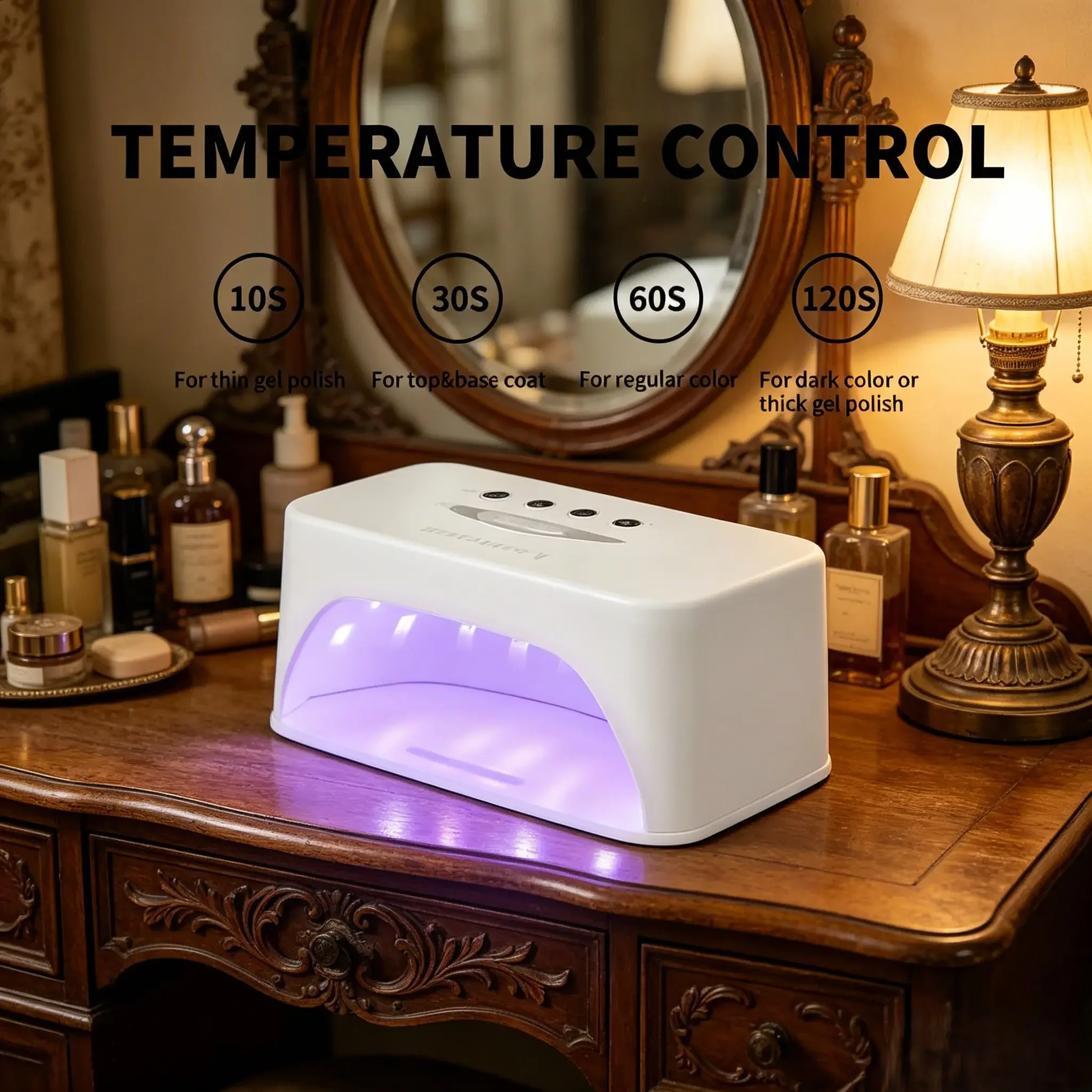 Cordless Rechargeable UV LED Nail Lamp, Professional Gel Nail Curing Dryer Light with Removable Bottom Base & 4 Timer Modes