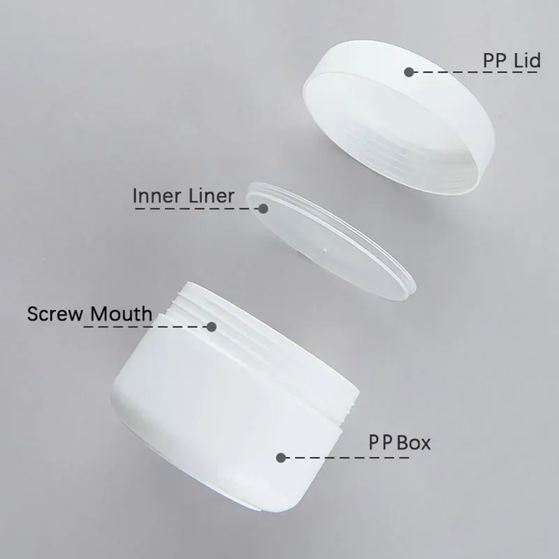 50pcs White Cosmetic Jars Plastic Storage Container Refillable Bottles Makeup Jar 10g 20g 30g 50g 100g баночки для косметики