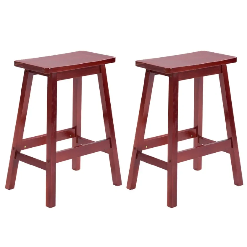 

2pcs Pine Wood Saddle Seat Bar Stool Brown