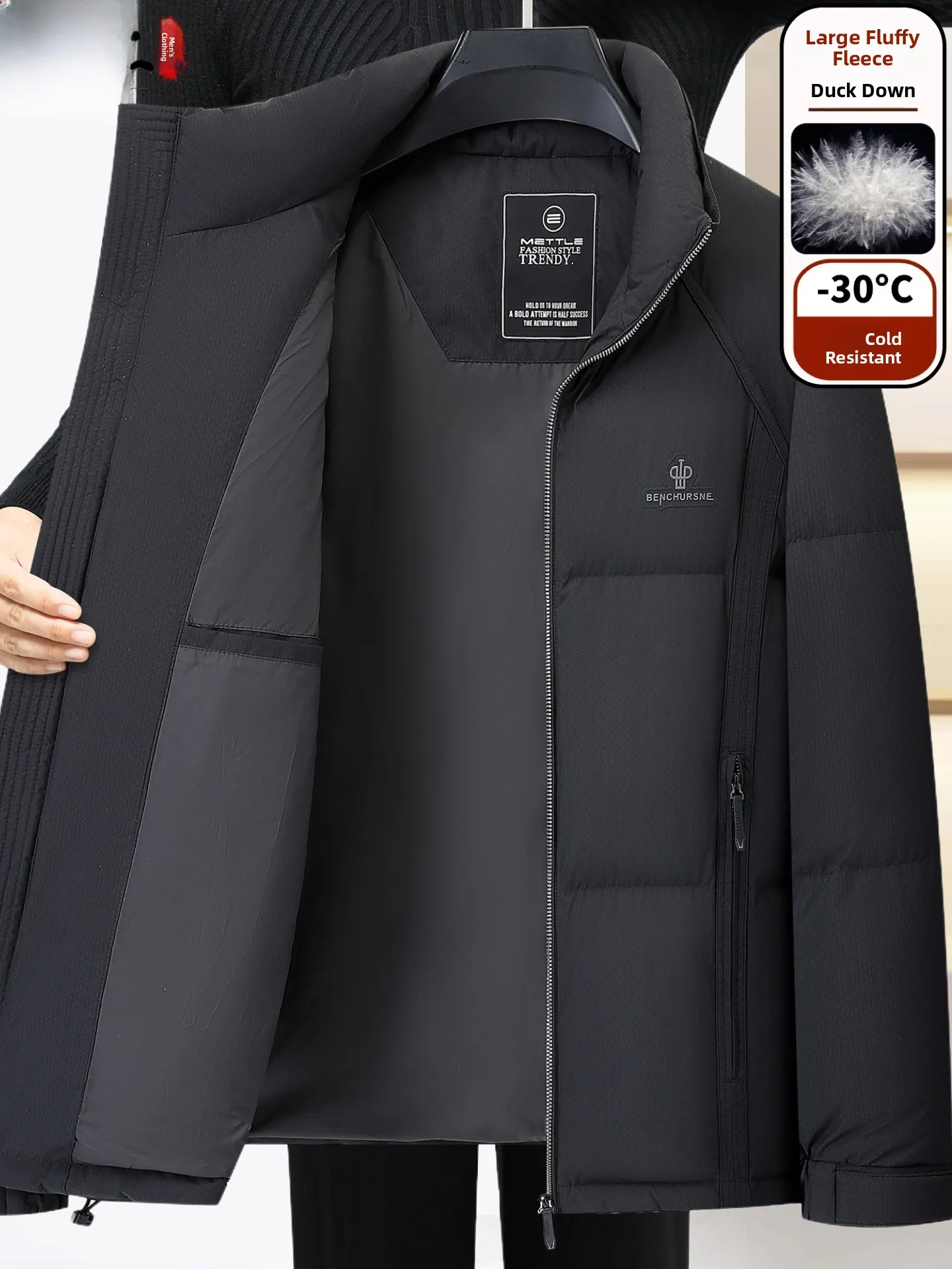 

Мужская зимняя куртка премиум-класса с пуховым наполнителем, утепленная, с воротником-стойкой, повседневная городская модель для поездок на работу