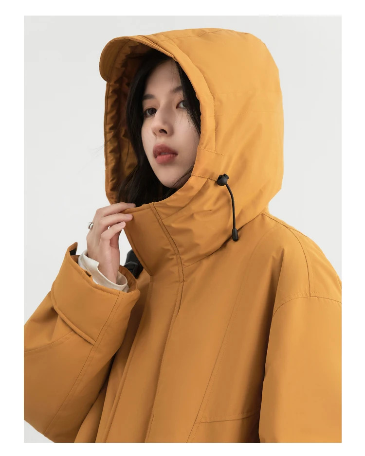 CHIC VEN Women Down Jacket Loose Outdoor Stand Up Collar Hooded 90 White Duck Down Lady Sport Coat Winter 2024 Female Clothing