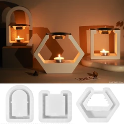 DIY Essential Oil Diffusion Candle Holder Silicone Mold Concrete Cement Aromatherapy Diffusion Furnace Mould Modern Home Decor