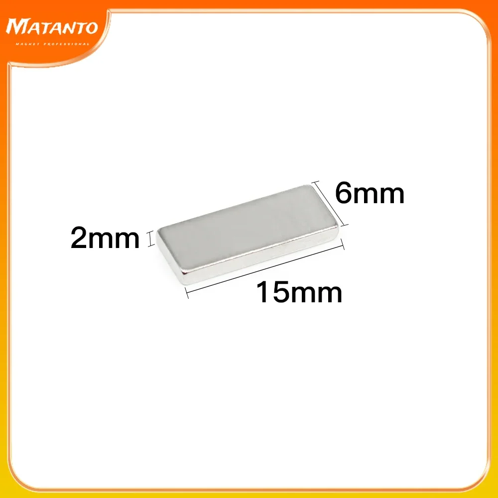 10-300PCS 15x6x2 mm Block Strong Powerful Magnets N35 Rectangular Permanent Neodymium Magnets 15x6x2mm 15*6*2  Magnetic Sheet