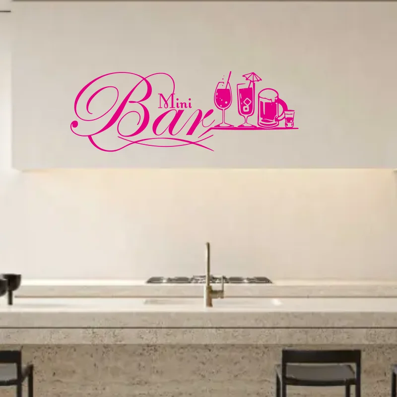 Mini Bar Drink Glass Wall Decal Beer Bar Drink Glass Wall Decal Bar Shop Kitchen Restaurant Decor Design Vinyl Art Decal #192