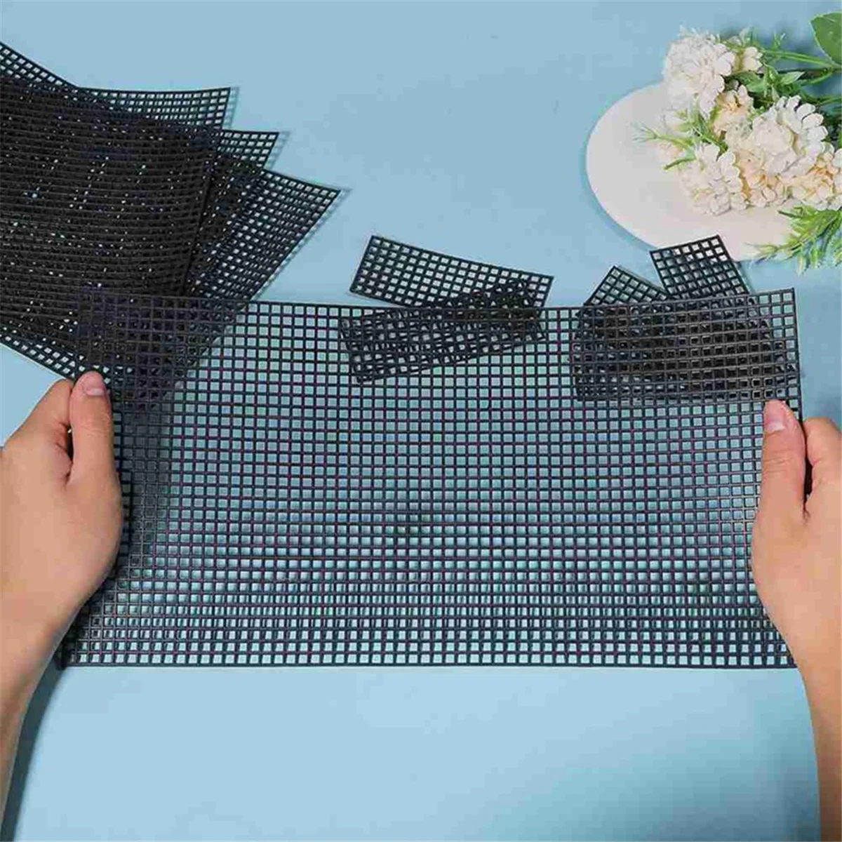 A95I-Schwarze Kunststoff-Mesh-Leinwandbögen, Taschenboden, Former-Pads, Geldbörsen-Herstellungsvorlage für Acrylgarn, Basteln, Stricken, Häkeln