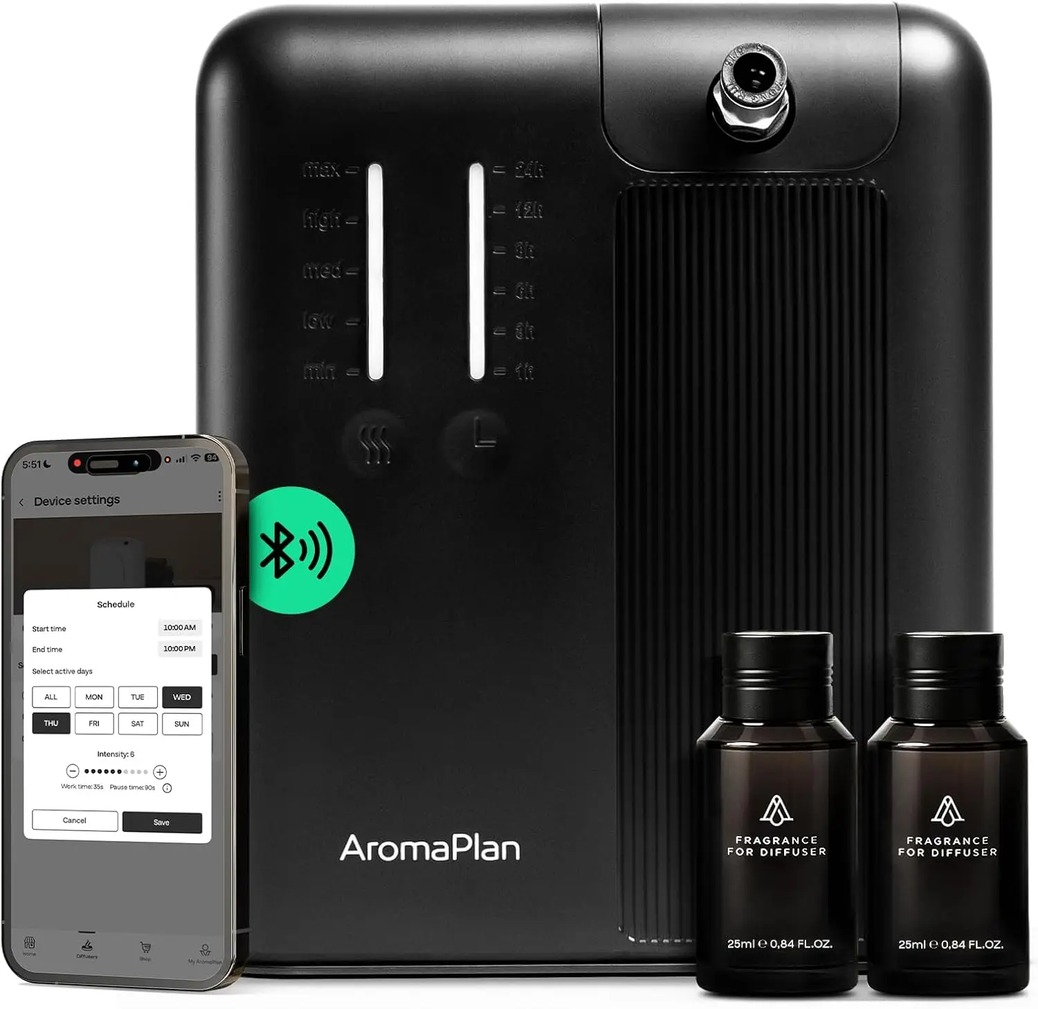 

Аромадиффузор AromaPlan 5 Star Collection для всего дома (2 аромата в комплекте) - безводный, умный, с регулировкой аромата и времени.
