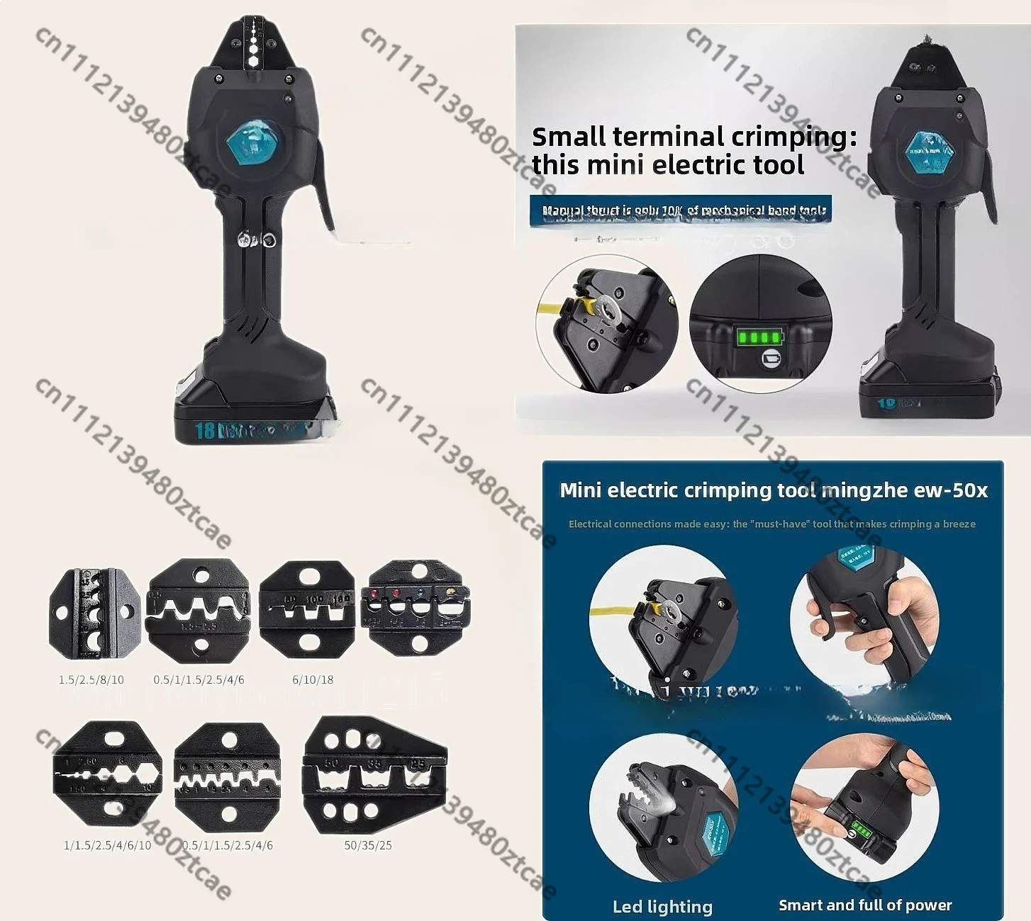 

Cordless Electric Solar Crimping Pliers PV Terminal Press Tool for Insulated Bare Wire Connector