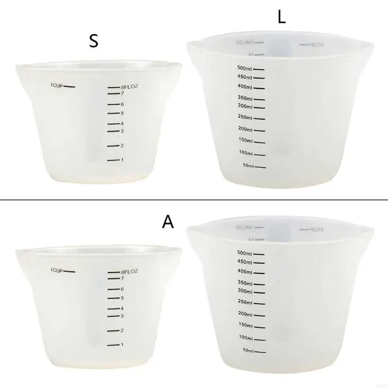 E15E 500ml & 250ml Large Silicone Measuring Cups Resin Mixing Cups for Epoxy Jewelry Casting Molds Acrylic Paint Pouring