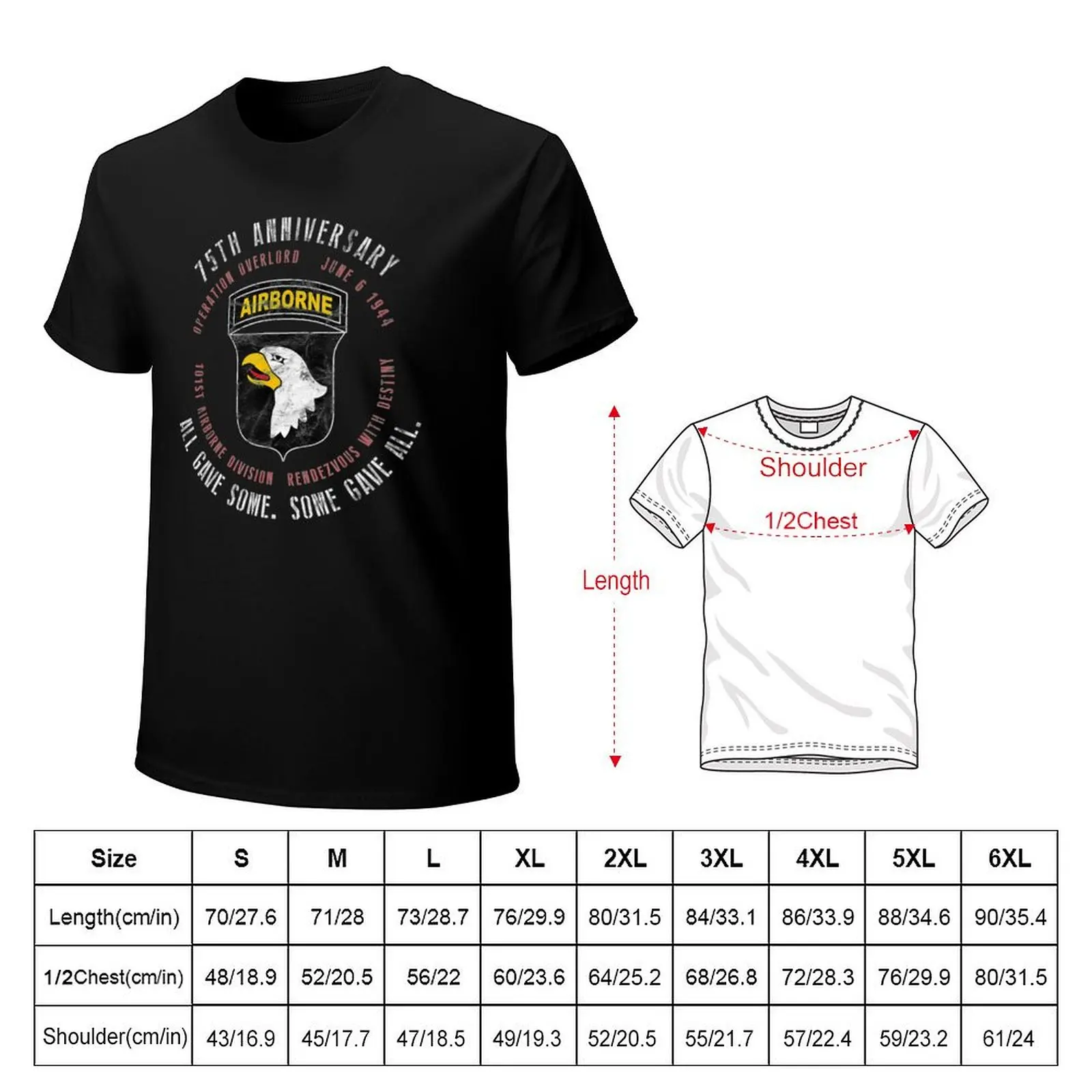 Vintage D-Day 75th Anniversary 101st Airborne Div WWII WW2 T-Shirt Plus Size Summer Short Sleeve T-Shirt