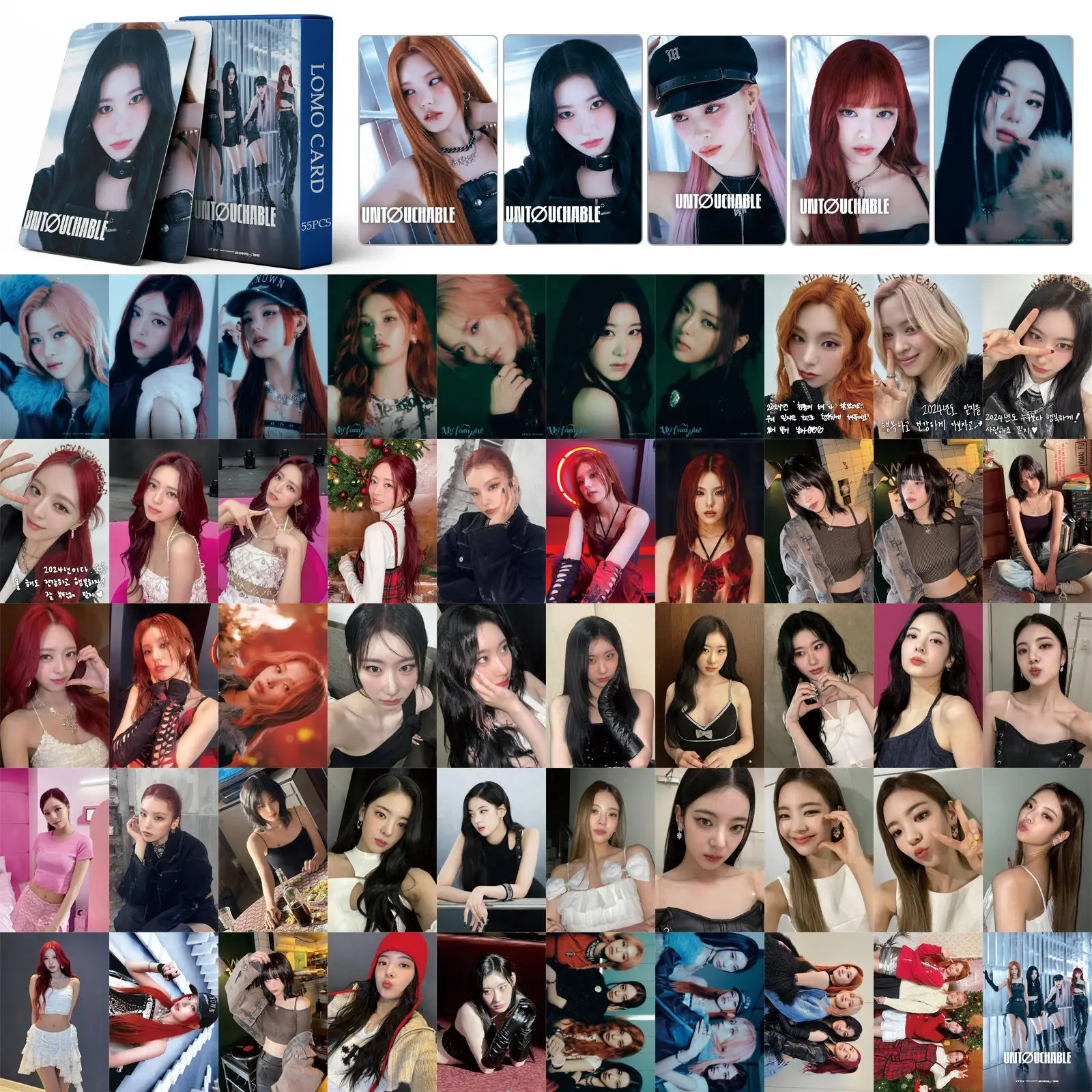 55Pcs/Set  ITZY Girl Lomo Card Postcard New Album UNTOUCHABLE Photocard Photo Print Cards Picture Fans Collection Gifts