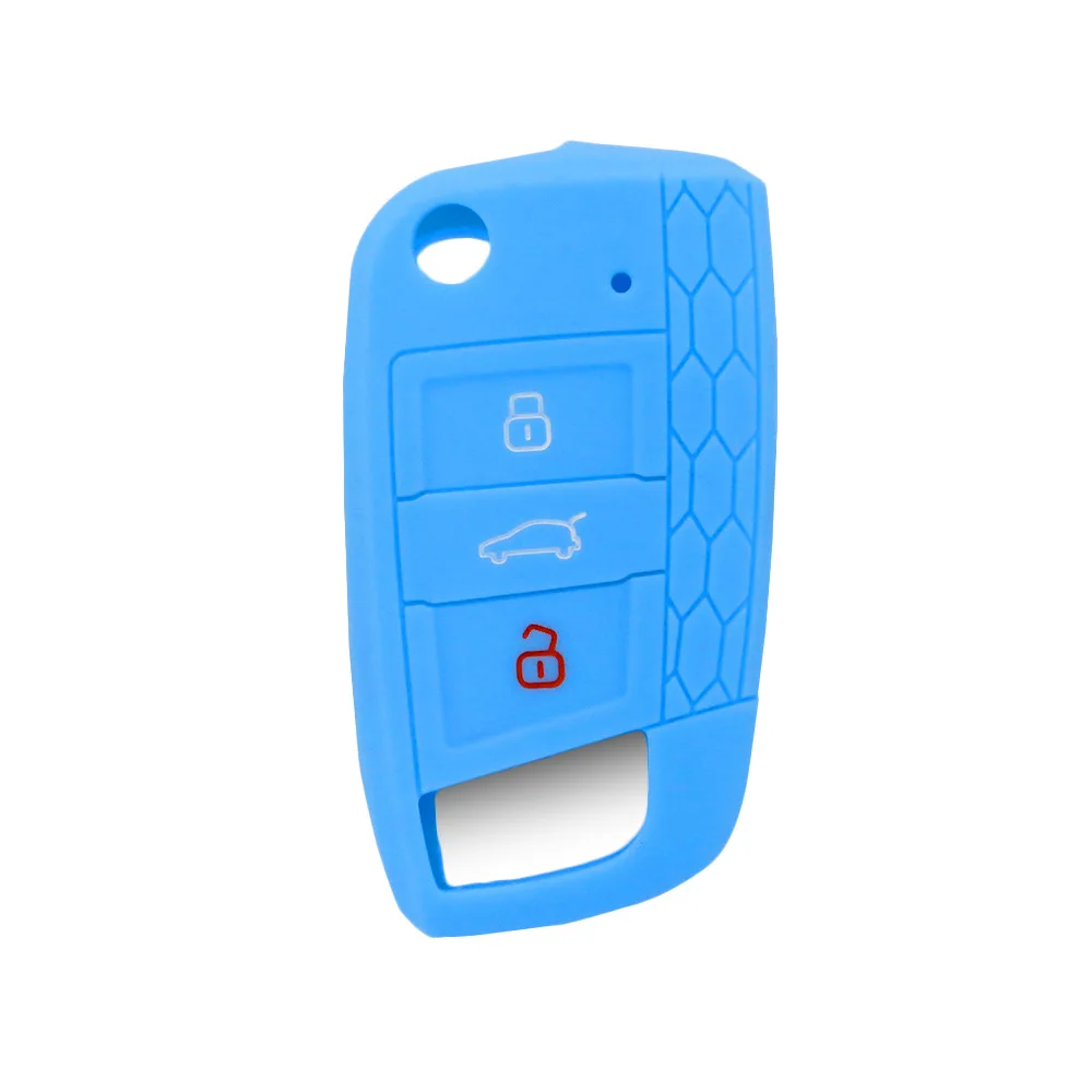 

For Volkswagen GTI Folding 3-button Silicone Key Bag and New Passat Honeycomb Soft Rubber Car Remote Control Protective Cover