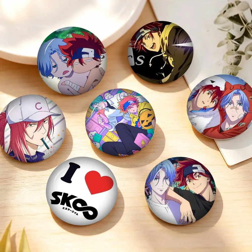 Anime SK8 The Infinity Pins Y2K Funny Cartoon Characters Badge Fashion Jewelry Accessories Round Snap-in Brooch on Backpack