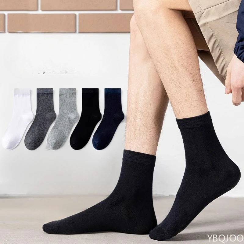 

5 пар мужских осенне-зимних модных универсальных носков средней длины, толстые теплые мужские носки, повседневные удобные длинные носки