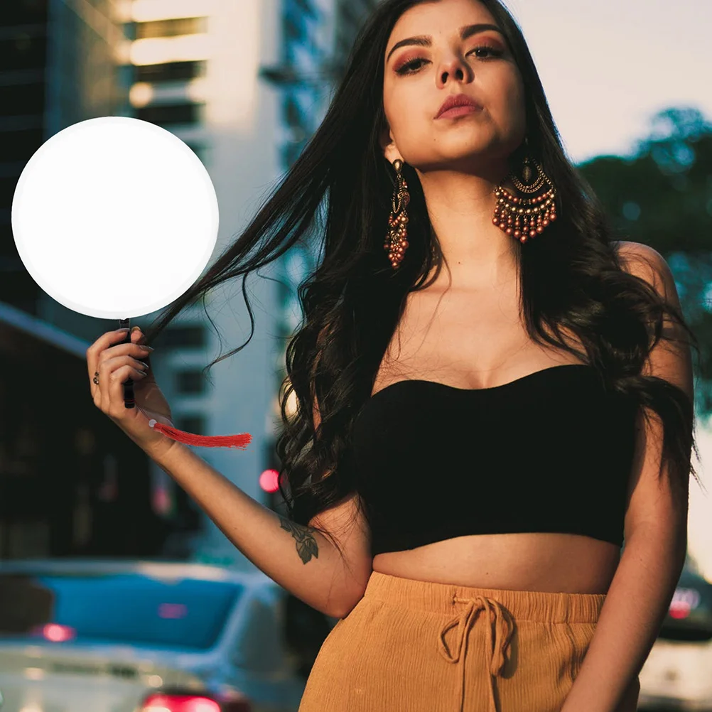 

5 Pcs Hand Held Fans Folding for Wedding Round Compact Decorative White Foldable Bride