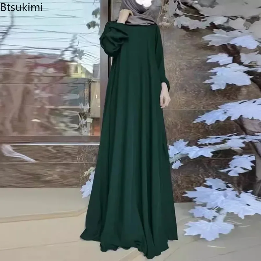 2025 Moda Muzułmańska Turcja Abaya dla kobiet Solidne Długie Sukienki Hidżab Arabski Skromny Szlafrok Ramadan Maxi Sundress Dubai Abayas Femme