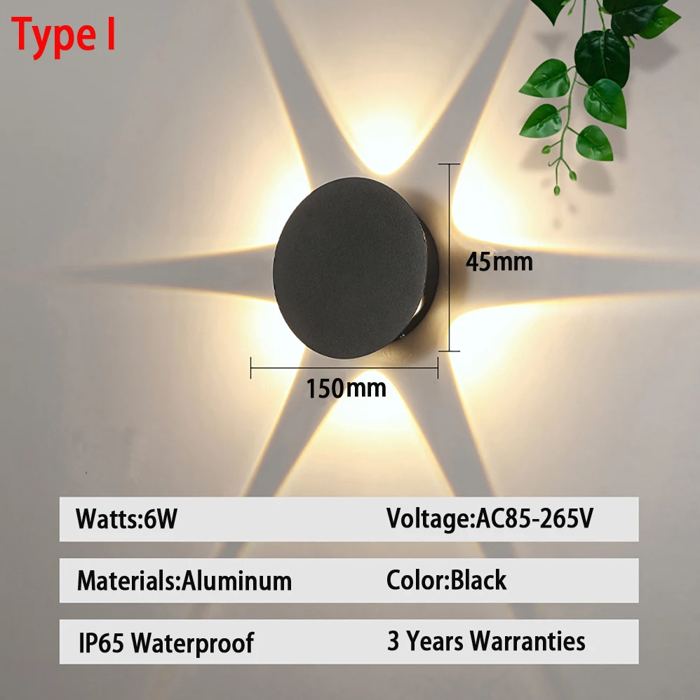 AC85-265V 4W 6W LED โคมไฟติดผนังในร่มและกลางแจ้ง9ประเภทโมเดิร์นสไตล์ Minimalist IP65กันน้ำโคมไฟ3ปีการรับประกัน