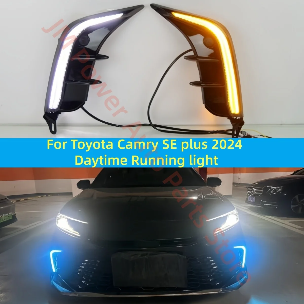 For Toyota Camry SE PLUS 2024 Daytime Running light modification LED 3-color flowing light Turn signa Front fog light Auto parts
