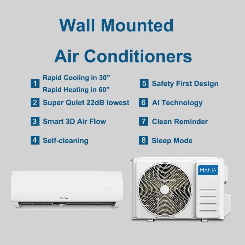12,000-15,000 BTU Inverter Mini Split Heat Pump, WiFi Smart Air Conditioner for Home & Hotel