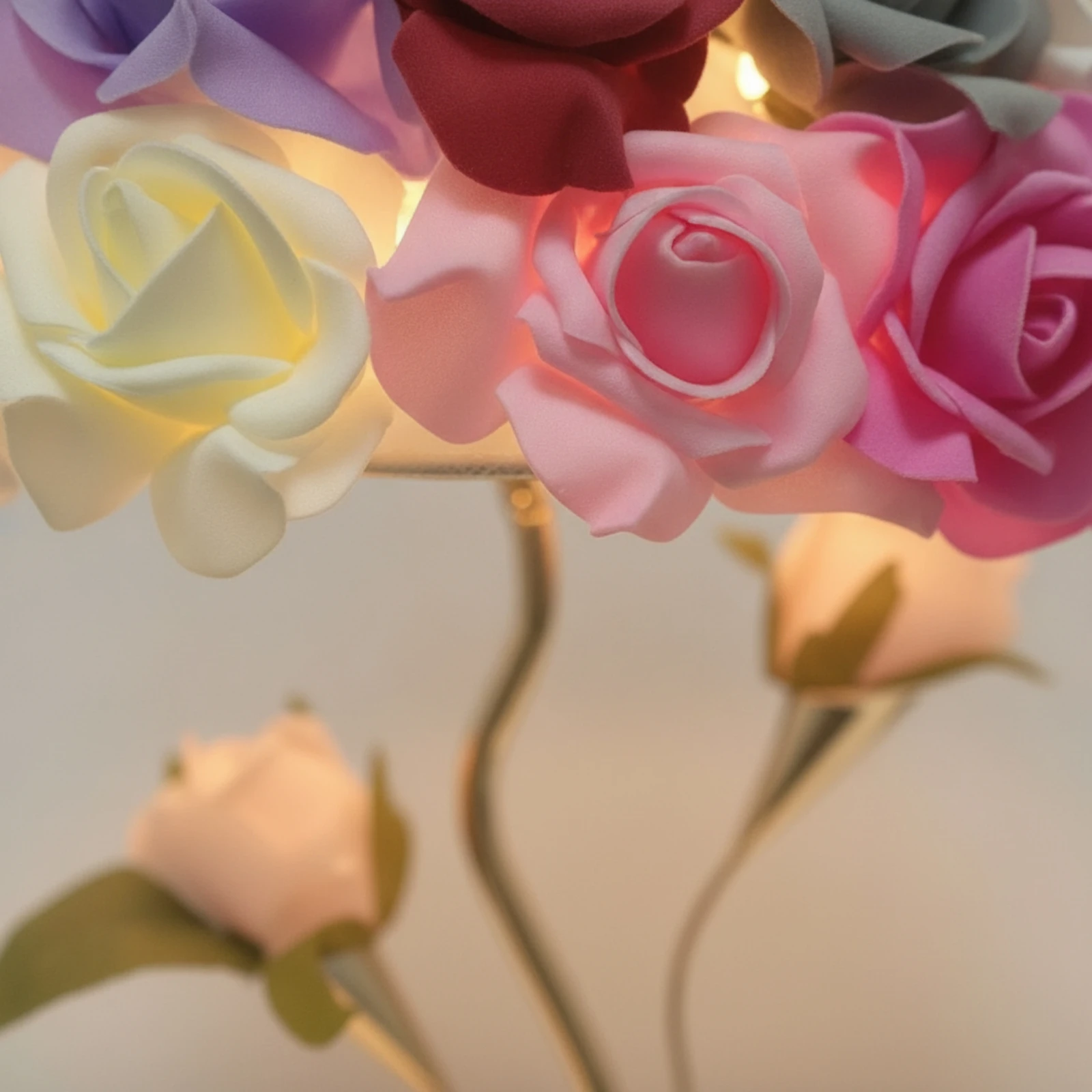 Rose Lamp Decorative Floral Table Lamp Multicolor Gold-Tone for Bedroom, Living Room view 6