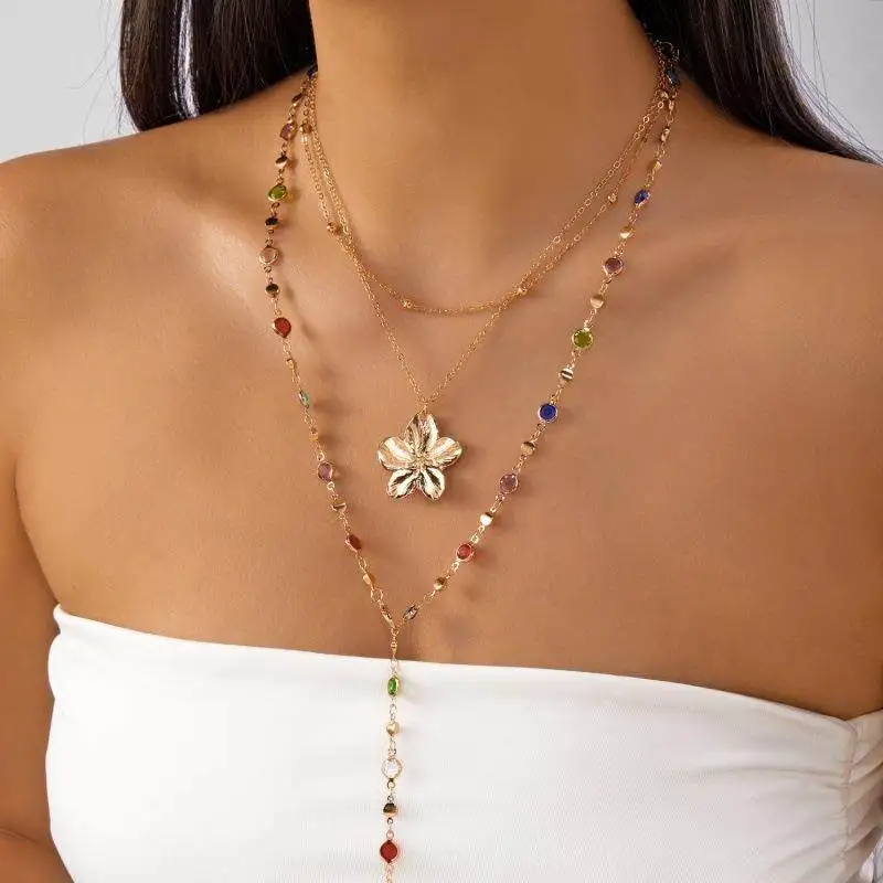 

Модный многослойный длинный крест-ожерелье в стиле хип-хоп с бриллиантами и цветочным дизайном, комплект ювелирных изделий для мужчин, трансграничные Ss, тренды