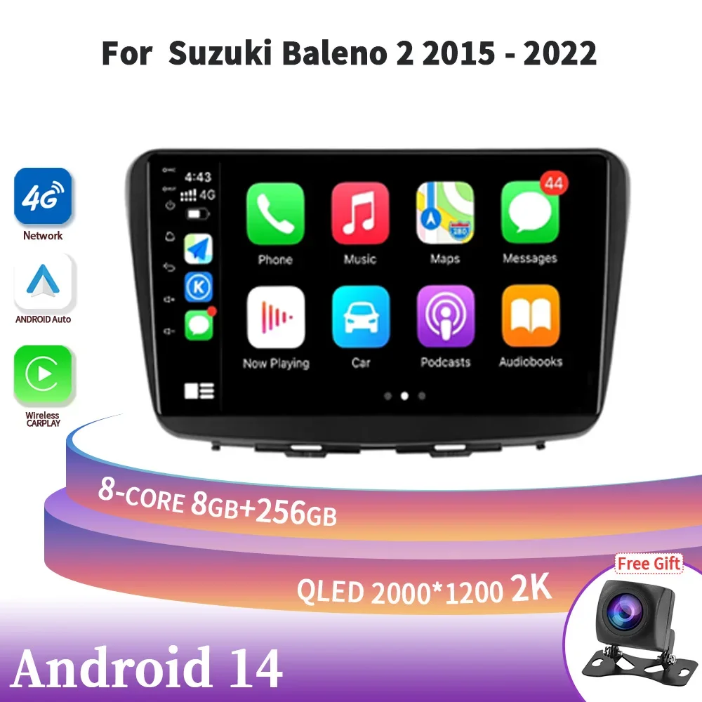 

Wireless Carplay Stereo Android 14 For Suzuki Baleno 2 2015-2022 Car Radio Multimedia Navigation Head Unit Screen GPS 2DIN 4G