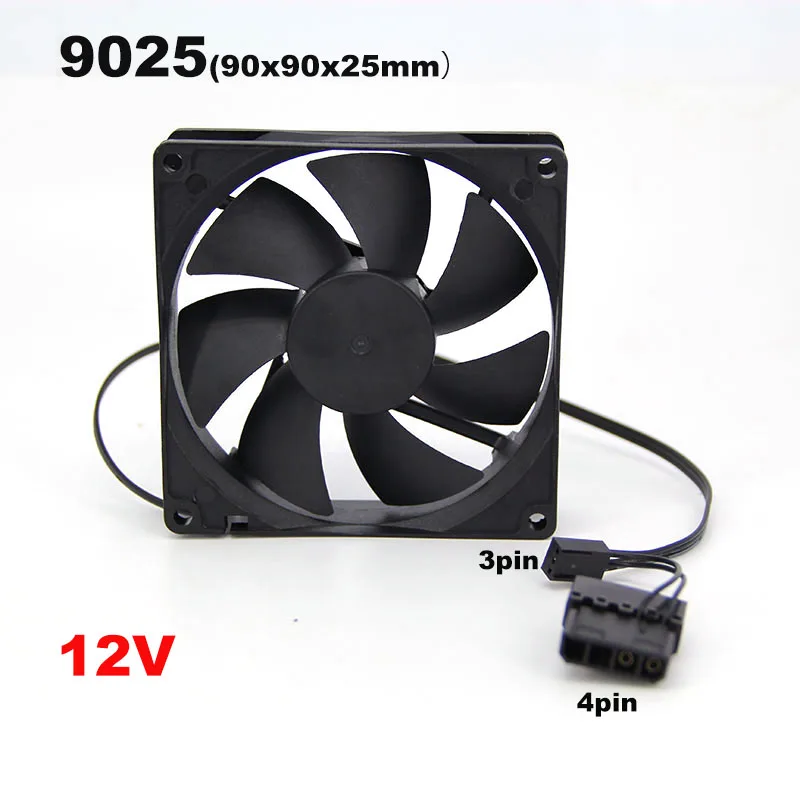 DC 12v 90*90*25 9025 3pin or big 4pin Brushless Computer Cooling Fan 9cm 90mm PC Fans 90x25mm For Computer Case GPU CPU Cooler J