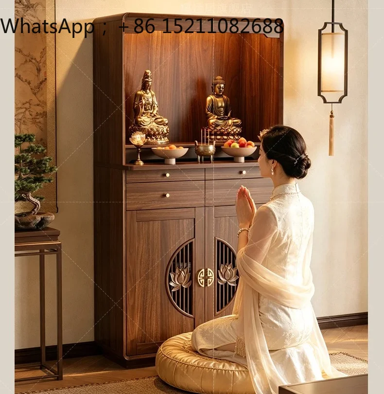 SCY table incense case household Buddhist platform vertical cabinet solid wood lotus Guanyin altar shrine