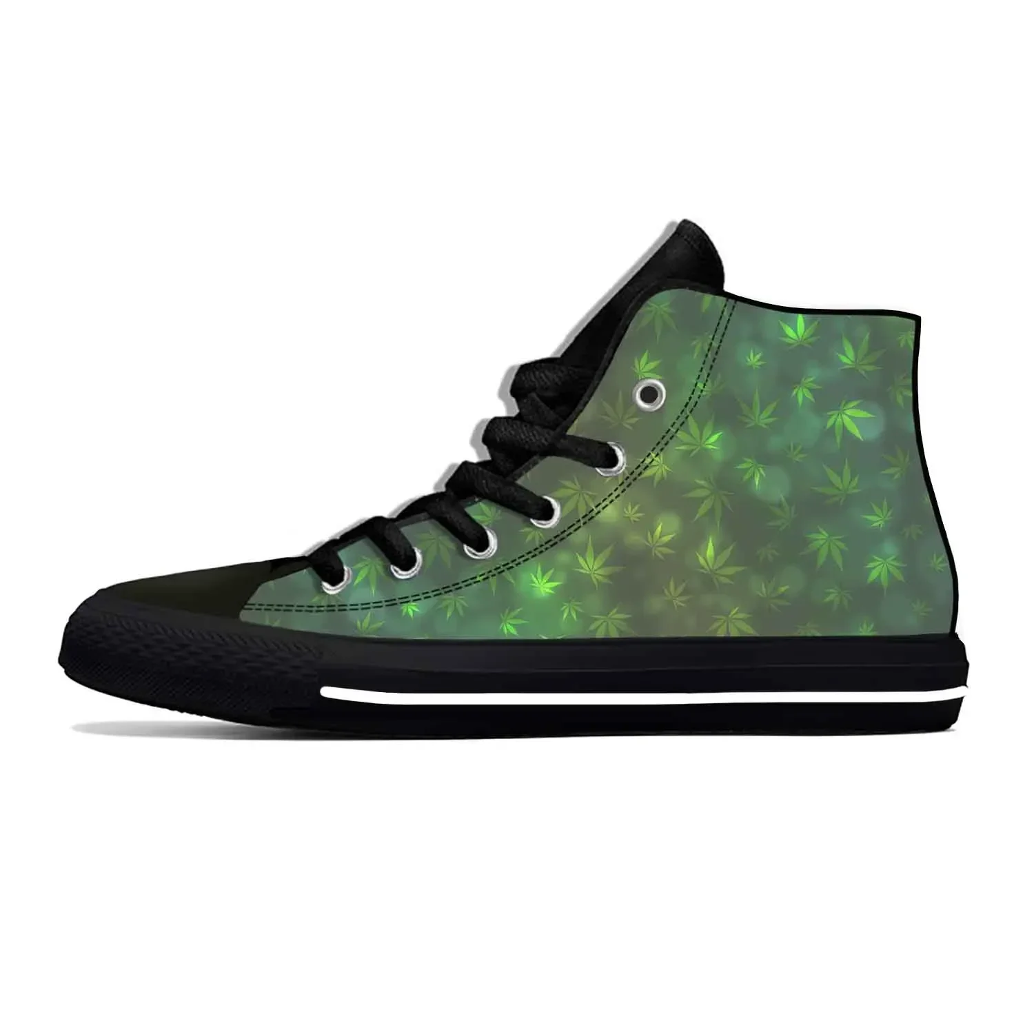 Hot Cannabis Marijuana Plant Leaves Weed Leaf Pot Casual Cloth Shoes High Top Lightweight Breathable 3D Print Men Women Sneakers