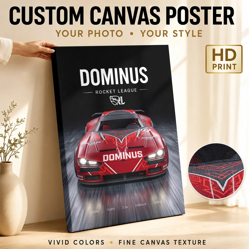 Sleek Race Rocket League Dominus Car Canvas Poster Personalized Photo Digital Illustration Style Canvas Wall Art Bedroom Decor