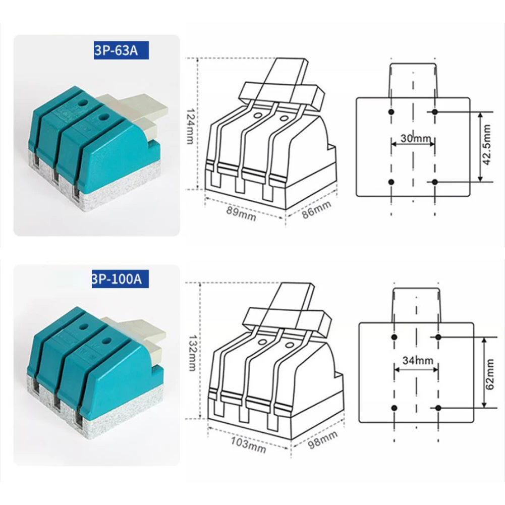 Copper Single Throw Isolator Switch 2P 63A and 3P 100A Options 380V AC Rated for General Purpose Electrical Circuit Control