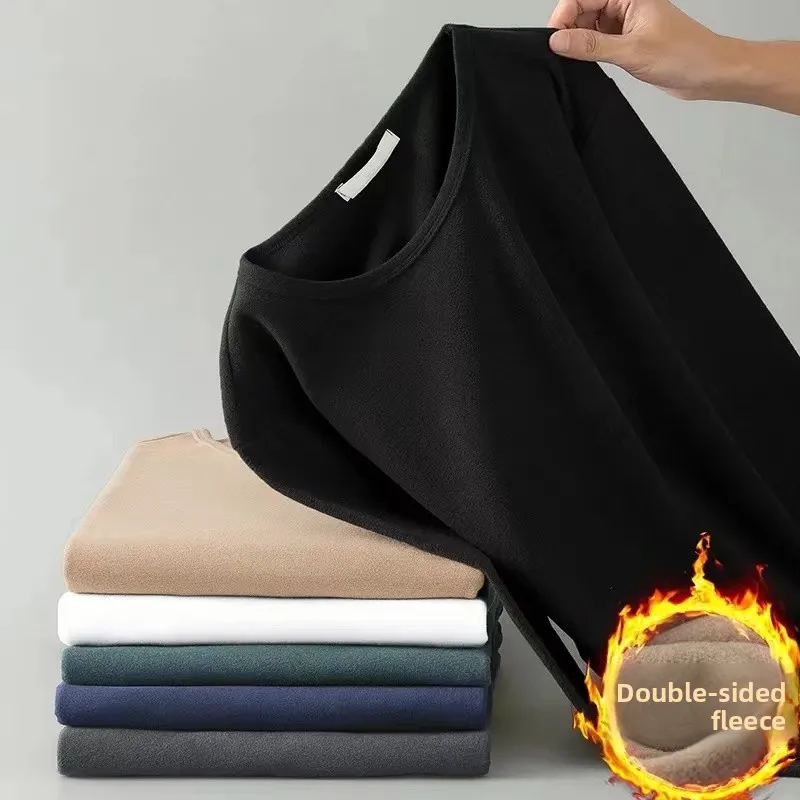 

Men's round Neck Thermal Top Long Sleeve Pure Color Fleece Lined Underwear T-Shirt Casual Style Comfortable Fit Daily Wear