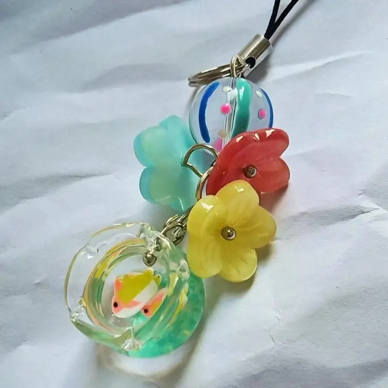 Realistic Flower Pendant Keychain Charm Backpack Decoration Couple Gift for Aquarium and Bag Accessories Enthusiasts